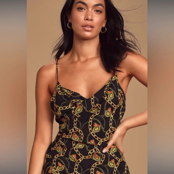 ASTR THE LABEL Black Chain Reaction Strappy Faux Wrap Mini Dress - Picture 2 of 10